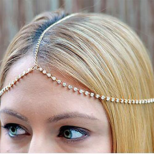 Abien Boho Crystal Head Chain Gold Forehead Hair Chain Jewelry Bride Wedding Headpiece Hair Accessories for Women and Girls Abien Boho Crystal Head Chain Gold Forehead Hair Chain Jewelry Bride Wedding Headpiece Hair Accessories for Women and Girls