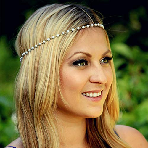 Abien Boho Head Chain Gold Pearl Hair Chain Jewelry Festival Headpiece Hair Accessories for Women and Girls Abien Boho Head Chain Gold Pearl Hair Chain Jewelry Festival Headpiece Hair Accessories for Women and Girls