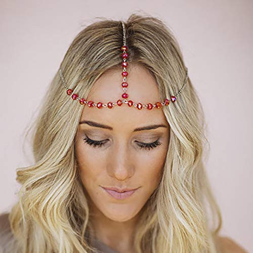 Abien Boho Beads Head Chain Gold Bride Wedding Hair chain Forehead Headpiece Hair Accessories for Women and Girls Abien Boho Beads Head Chain Gold Bride Wedding Hair chain Forehead Headpiece Hair Accessories for Women and Girls