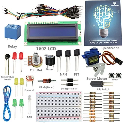 SunFounder Project 1602 LCD Starter Kit For Arduino UNO R3 Mega2560 Mega328 Nano (without Controller) - Including 43 Page Instructions Book