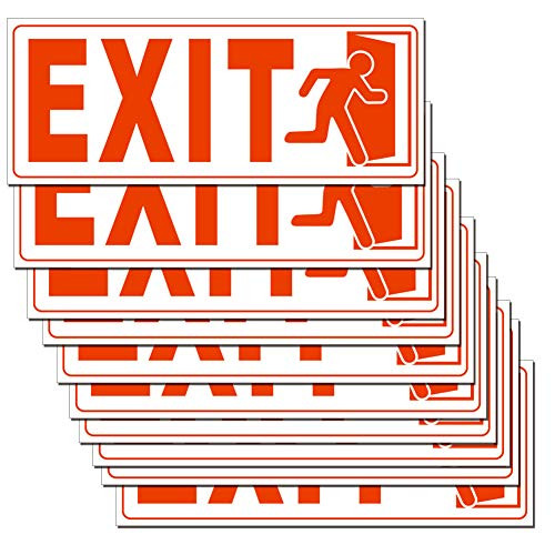 Exit Sign 10 Set 10 X 4 Inch 5 Mil Vinyl Laminated for Ultimate Protection Durability Self Adhesive Decal UV Protected Weatherproof