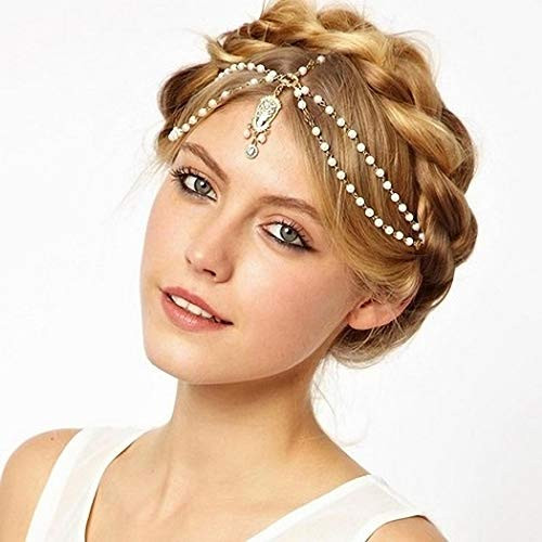 Haloty Boho Indian Head Chain Festival Egyptian Headchain Pendant Headpiece Beads Gold Bridal Hair Chain Pearls Hair Jewelry for Women and Girls Haloty Boho Indian Head Chain Festival Egyptian Headchain Pendant Headpiece Beads Gold Bridal Hair Chain Pearls Hair Jewelry for Women and Girls