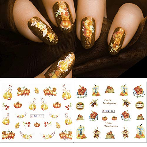 Fall Nail Art Stickers 12 Sheets Maple Leaves Water Transfer Decals Autumn Pumpkin Thanksgiving Day Nail Stickers for Women Girls Fall Nail Art Stickers 12 Sheets Maple Leaves Water Transfer Decals Autumn Pumpkin Thanksgiving Day Nail Stickers for Women Girls