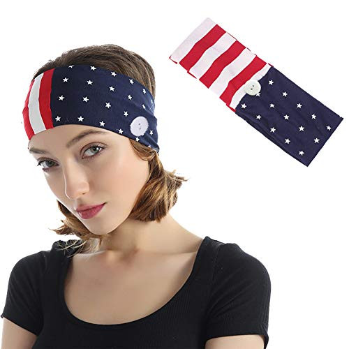 LATFZ 4th of July Independence Day American Flag Button Headband Patriotic Hair Accessories 1PCS LATFZ 4th of July Independence Day American Flag Button Headband Patriotic Hair Accessories 1PCS