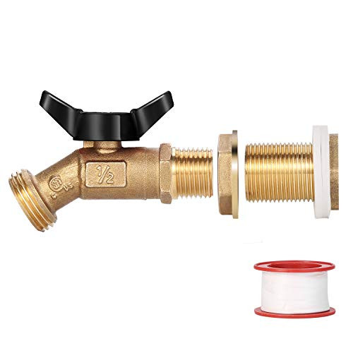 WADEO Brass Rain Barrel Spigot Rain Barrel Quarter Turn Ball Valve Spigot with Bulkhead Fitting