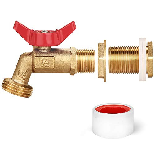 WADEO Rain Barrel Spigot Brass Rain Barrel Quarter Turn Ball Valve Spigot with Bulkhead Fitting