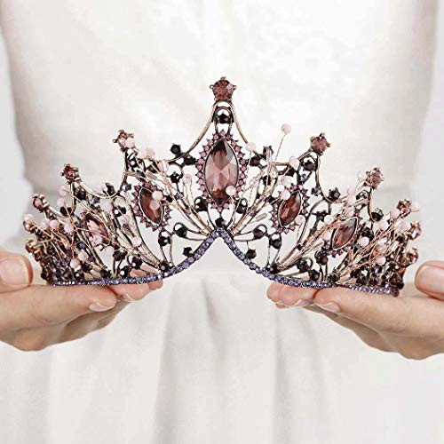 Harosy Baroque Crowns and Tiaras Purple Wedding Crystal Vintage Queen Crowns Rhinestone Brides Crown Birthday Halloween Pageant Tiara Hair Accessories for Women and Girls Harosy Baroque Crowns and Tiaras Purple Wedding Crystal Vintage Queen Crowns Rhinestone Brides Crown Birthday Halloween Pageant Tiara Hair Accessories for Women and Girls