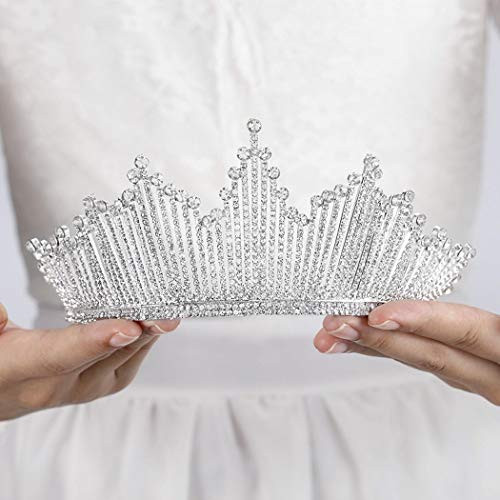 Harosy Baroque Tiara and Crowns Silver Crystal Wedding Crown Bridals Princess Pageant Brides Tiaras Prom Birthday Party Queen Crown Hair Accessories for Women and Girls Harosy Baroque Tiara and Crowns Silver Crystal Wedding Crown Bridals Princess Pageant Brides Tiaras Prom Birthday Party Queen Crown Hair Accessories for Women and Girls