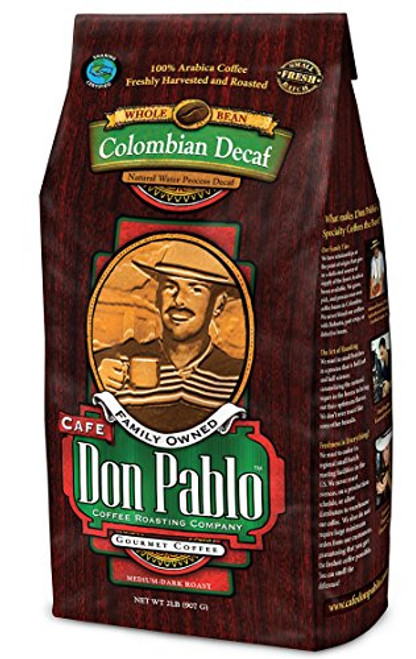 2LB Cafe Don Pablo Decaf Swiss Water Process Colombian Gourmet Coffee Decaffeinated - Medium-Dark Roast - Whole Bean Coffee - 2 Pound (2 lb) Bag