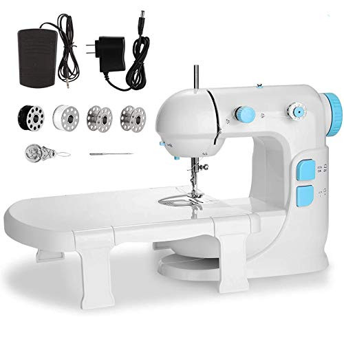 WADEO Sewing Machine for Beginners Portable Sewing Machine with Extension Table Foot Pedal 2Speed Double Thread for Household Beginners and Learner