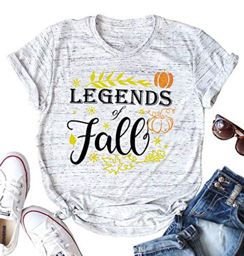 Its Fall Yall T Shirt for Women Cute Pumpkin Graphic Fall Tee Tops Short Sleeve Thanksgiving TShirt S Light Gray2