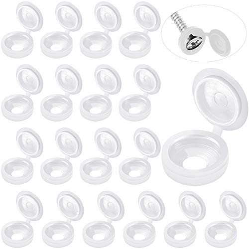 100 Pieces Hinged Screw Cover Caps Plastic Screw Caps Fold Screw Snap Covers Washer Flip Tops White
