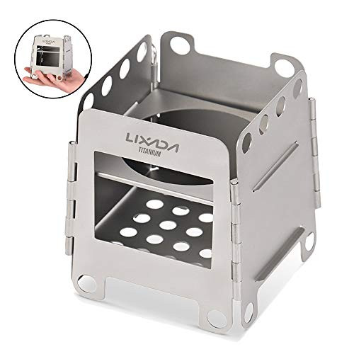Lixada Camping Stove Titanium Folding Wood Stove  Alcohol Burner Pocket Stove Portable Lightweight for Outdoor Camping Cooking Picnic Backpacking