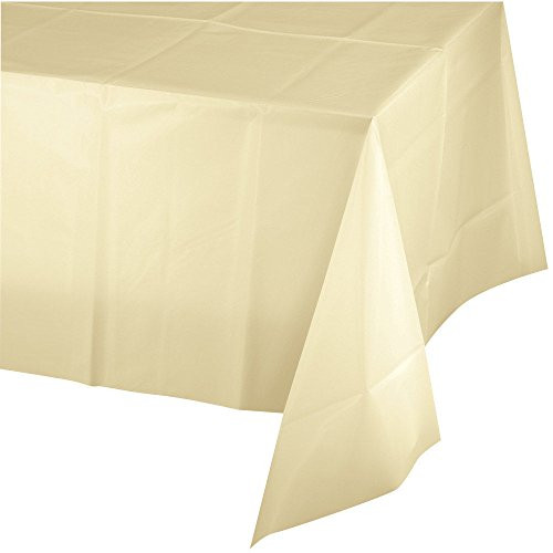 Mountclear 12-Pack Disposable Plastic Tablecloths 54" x 108" Rectangle Table Cover (IVORY)