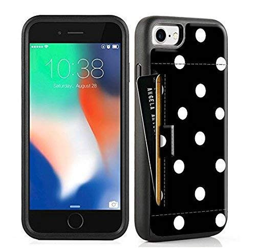 ZVE Case for Apple iPhone 8 and iPhone 7 47 inch Slim Leather Wallet Case with Credit Card Holder Slot Pocket Protective Case Cover for Apple iPhone 78  Black Polka Dots