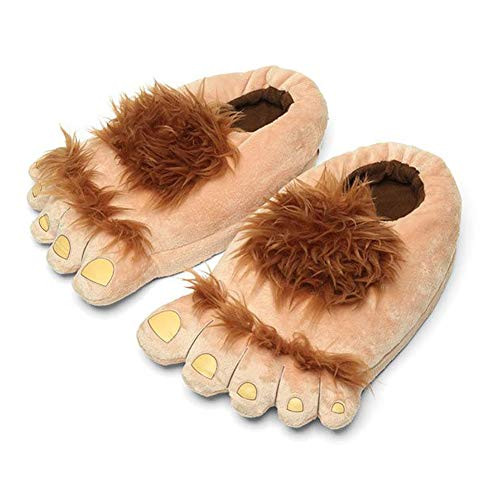 Ibeauti Mens Big Feet Furry Monster Adventure Slippers Comfortable Novelty Warm Winter Hobbit Feet Slippers for Adults Men US 11 Brown