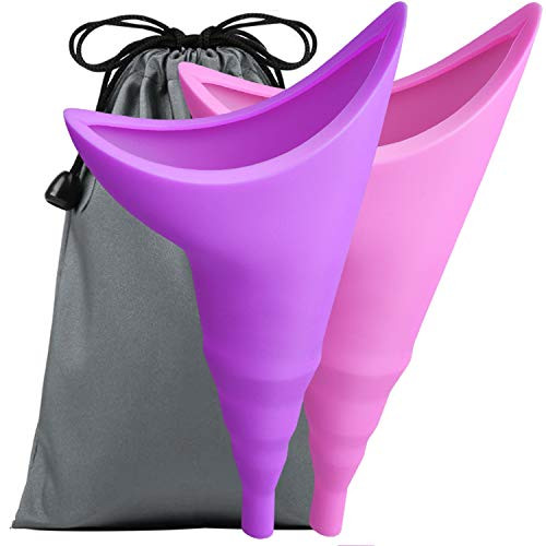 2 PCS Female Urination Device  Portable Foolproof Urinal Allows Women to Pee Standing Up No Mess No Stress Compact Lightweight Womens Pee Funnel for Outdoor Activities with 2 Drawstring Bag