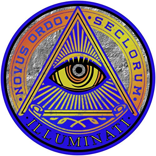 New World Order Illuminati Sticker  Secret Society Holographic Premium Vinyl Decal 3 x 3 Inch  for Car Bumper Window HydroFlask Bottle Laptop Masonic All Seeing Eye of Providence Triangle Crest