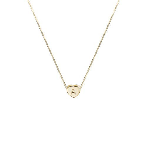 Tiny Gold Initial Heart Necklace14K Gold Filled Handmade Dainty Personalized Heart Choker Necklace For Women Letter A