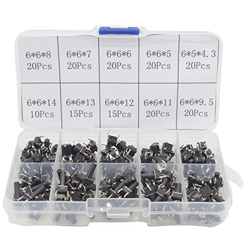 Haobase 180Pcs Tactile Push Button Switch Micro Momentary Tact Assortment Kit10 Value