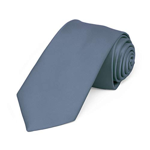 TieMart Dusty Blue Premium Slim Necktie 25 Width