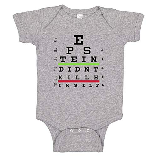 Ink Trendz Epstein Didnt Kill Himself Funny Snellen Eye Chart Parody BabyToddler Bodysuit Romper Heather Grey