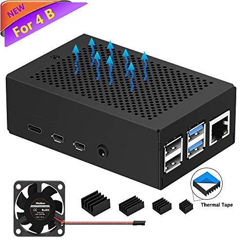 Raspberry Pi 4 Case iUniker Pi 4 Case with Cooling Fan and Heatsink Raspberry Pi 4 Heatsink Case Metal Case