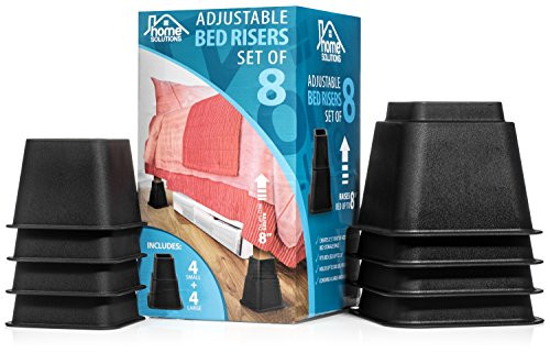 Home Solutions Premium Adjustable Bed Risers or Furniture Risers 3, 5 or 8-Inch Bed Riser, Table Risers, Chair Risers or Sofa Risers