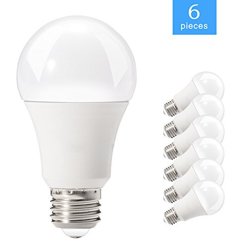 LUNSY 100 Watt Equivalent A19 LED Light Bulb, Daylight (5000K), 1100lm, Non-Dimmable LED bulbs E26 Base- 6 Pack