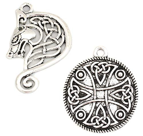 Celtic Knot Charm Pendants 20 pc 10 of Each Antiqued Silver Tone Pendants About 1 18 Inch Long Wolf Head Set Celtic Knot Charm Pendants 20 pc 10 of Each Antiqued Silver Tone Pendants About 1 18 Inch Long Wolf Head Set