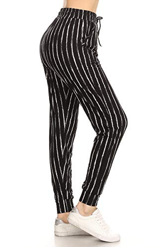 JGAXS5683X Chalkboard Stripes Print Jogger Track Pants wPockets 3X