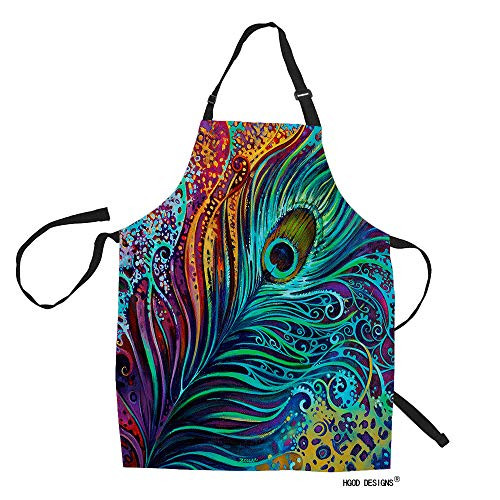 HGOD DESIGNS Peacock Feather Kitchen ApronAbstract Peacock Feather Design Kitchen Aprons for Women Men for Cooking Gardening Adjustable Home BibsAdult Size HGOD DESIGNS Peacock Feather Kitchen ApronAbstract Peacock Feather Design Kitchen Aprons for Women Men for Cooking Gardening Adjustable Home BibsAdult Size