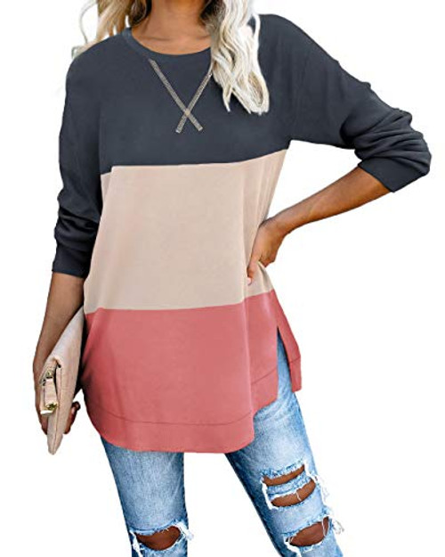 Jescakoo Womens Pullover Cute Crew Neck Long Sleeve Plus Tunics Sweatshirts 2XL