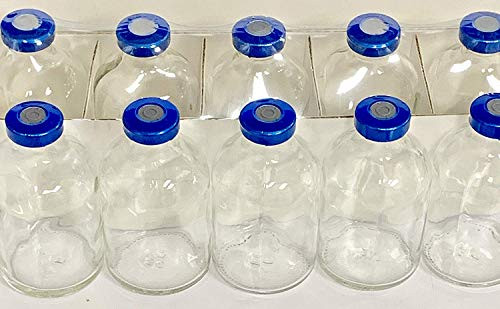 Bonus 5 Extra  25 Pack 30ml Serum Clear Glass Vials with Blue Aluminum Seals Empty Injection Vials