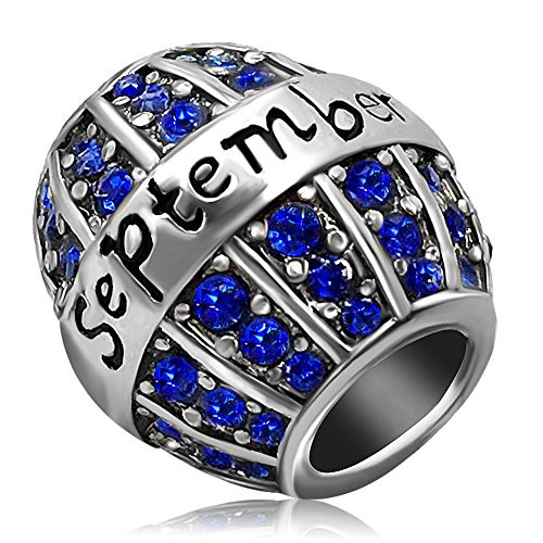 JMQJewelry Birthday Charms Bead For Bracelets Blue September Birthstone JMQJewelry Birthday Charms Bead For Bracelets Blue September Birthstone