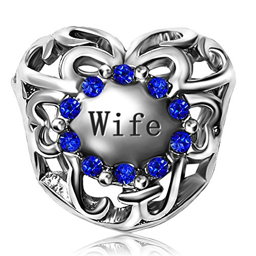 JMQJewelry Wife Beads Love Husband Birthstone Birthday September Blue Charms for Bracelets Halloween Gifts JMQJewelry Wife Beads Love Husband Birthstone Birthday September Blue Charms for Bracelets Halloween Gifts