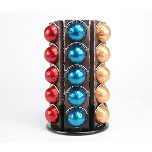Coffee Pod Holder Capsules Stand Revolving Coffee Pod Holder for Vertuoline Capsules Stand iron Storage Rack 3 Size Black 6 Boxes