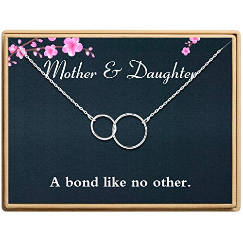 Sannyra Mother Daughter Necklace Two Interlocking Infinity Double Circles Mothers Day Jewelry Gifts Mothers Day Jewelry Birthday Gift for Women