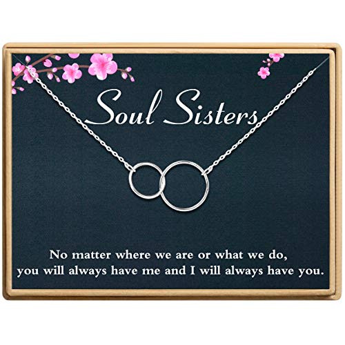 Soul Sisters Necklace 2 Interlocking Infinity Double Circles Pendant Necklace Sister Birthday Gift for Girls