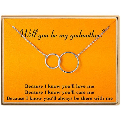 Ldurian Gifts for Godmother Necklace Two Interlocking Infinity 2 Circles Pendants Godmother Gifts Ideas
