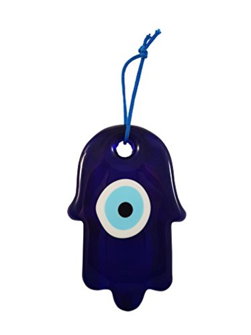 Bead Global Hamsa Hand of Fatima Turkish Blue Evil Eye Wall Hanging Ornament - Home Decor Protection Charm Amulet (Dark Blue)