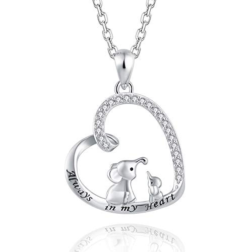 BEILIN Mother Daughter Jewelry 925 Sterling Silver Lucky Elephant Love Heart Pendant Necklace Bracelet for women girls Necklace BEILIN Mother Daughter Jewelry 925 Sterling Silver Lucky Elephant Love Heart Pendant Necklace Bracelet for women girls Necklace