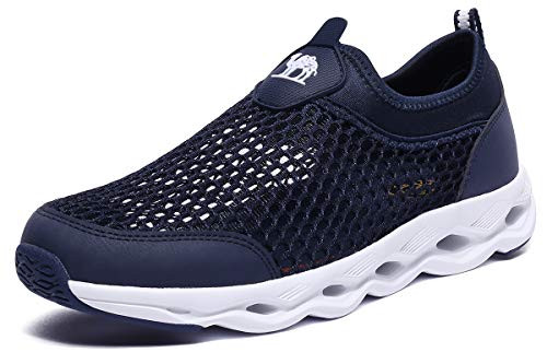 CAMEL CROWN Mens Lightweight Walking Shoes Wide Slip On Comfortable Mesh Shoes Tennis Sneakers with Arch Support Blue