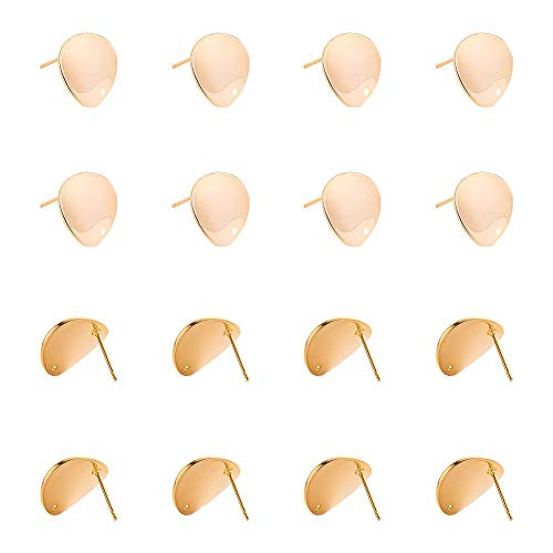 PH PandaHall 15 Pairs 18K Gold Plated Earring Posts Brass Ear Studs Findings for Earring Making  Nickel Free