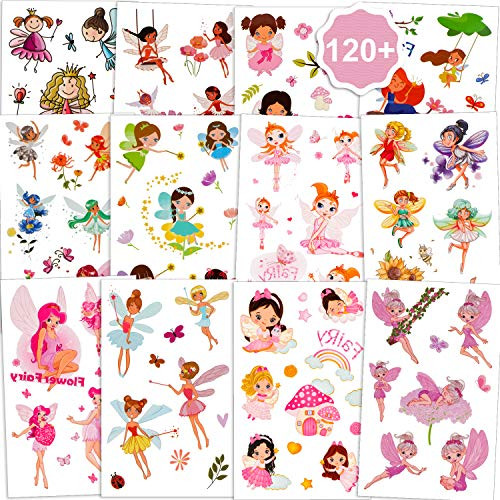 Konsait Flower Fairy Temporary Tattoos For Girls120pcs Garden Fairy Princess Flower Fairy Fake Tattoo Stickers Waterproof Tattoos for Kids Birthday Party Fairy Princess Party Favor Decor Gift Konsait Flower Fairy Temporary Tattoos For Girls120pcs Garden Fairy Princess Flower Fairy Fake Tattoo Stickers Waterproof Tattoos for Kids Birthday Party Fairy Princess Party Favor Decor Gift