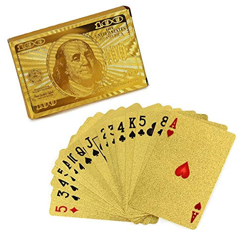 Kyriad Playing Cards Waterproof Playing Cards Plastic Playing Cards Poker Cards Luxury Gold Foil Diamond Color Standard Size 522 Poker Golden