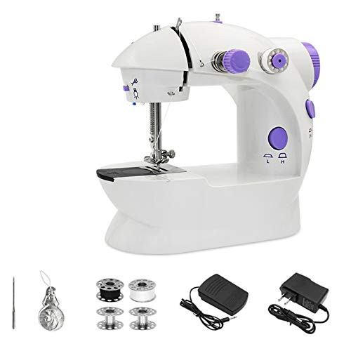 Mini Sewing Machine Portable Household Electric Sewing Machine with Adjustable 2Speed Double Thread Foot Pedal for Home Travel Mini Sewing Machine Portable Household Electric Sewing Machine with Adjustable 2Speed Double Thread Foot Pedal for Home Travel