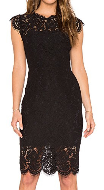 MEROKEETY Womens Sleeveless Lace Floral Elegant Cocktail Dress Crew Neck Knee Length for Party