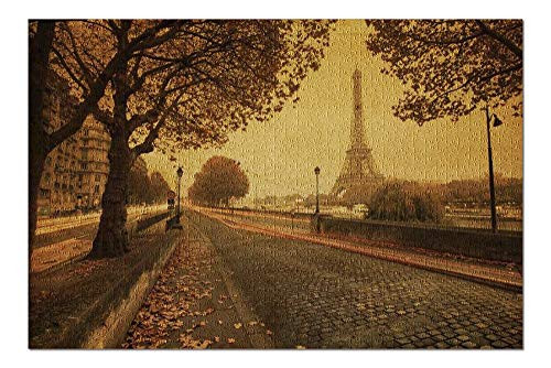 Paris France  Sepia Tone of Trees  Eiffel Tower 9017771 Premium 1000 Piece Jigsaw Puzzle for Adults 19x27