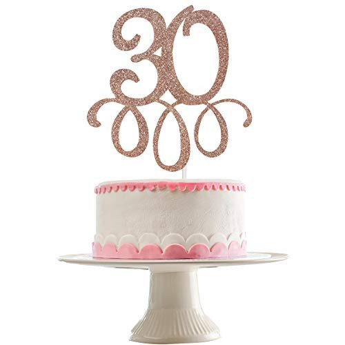 Rose Gold Glittery 30 Cake Topper 30th Birthday Party Decorations30th Birthday Party Cake Decor30th Anniversary Party Cake Decor?Double Sided Glitter?